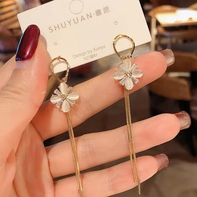 Drop Chain Opal Earrings