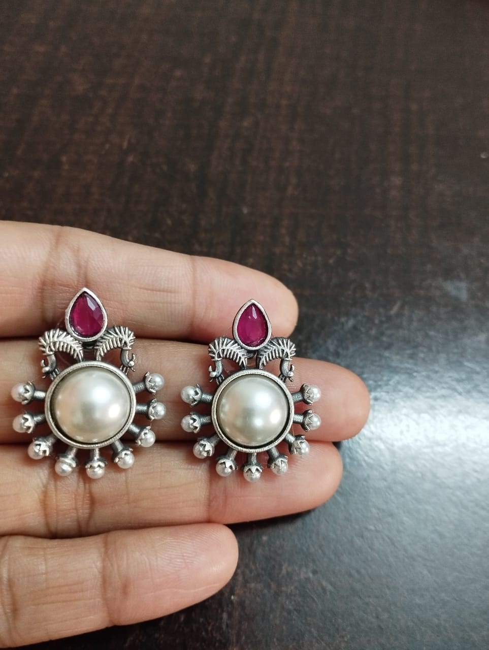 silver look Pearl Stud