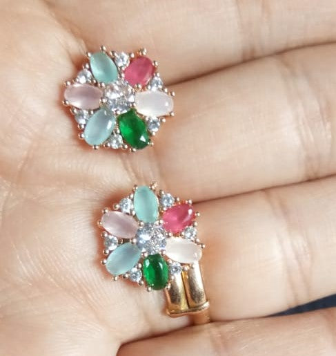 Multi Coloured AD Earrings