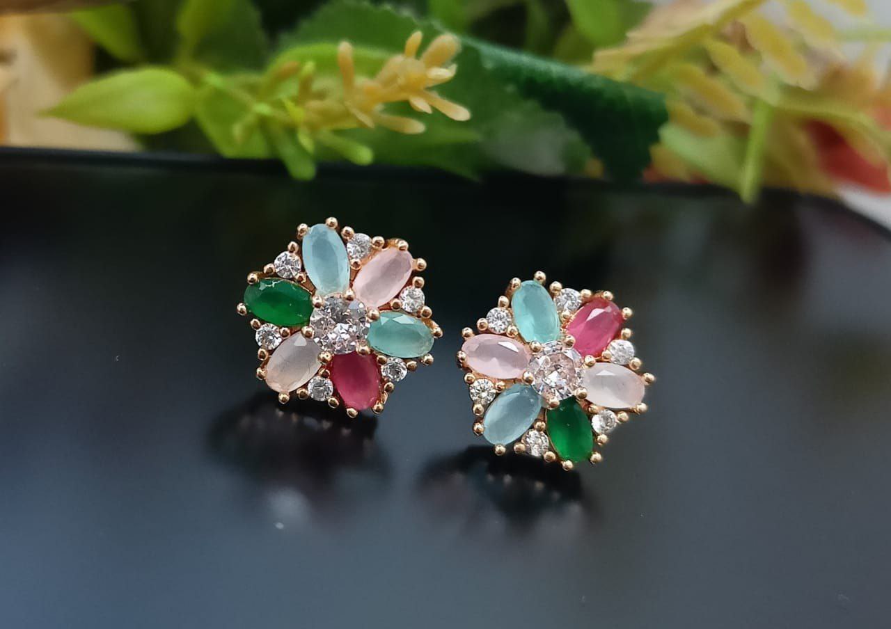 Multi Coloured AD Earrings