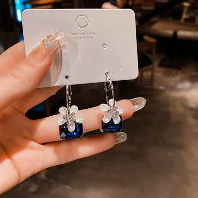 Blue Flower Hoop Earrings - INSTAR JEWELLERY