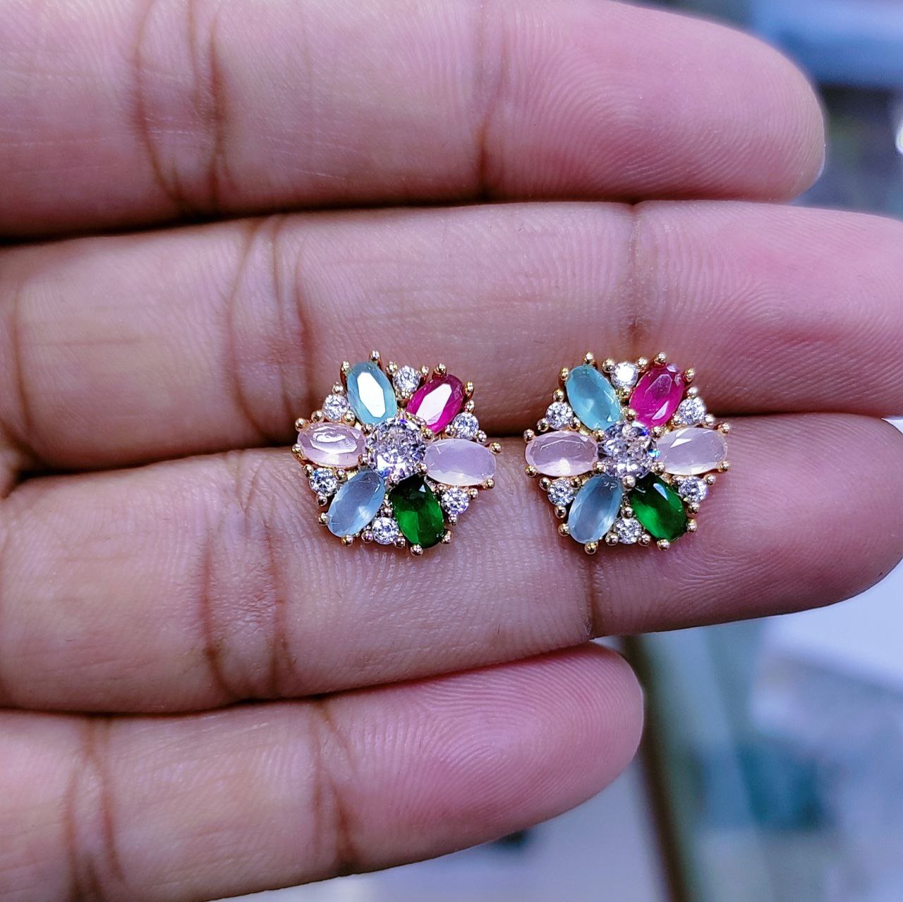 Multi Coloured AD Earrings