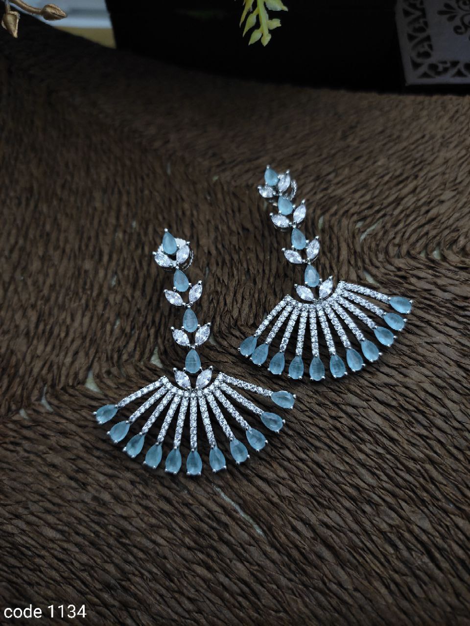 Elegant Blue AD Earrings