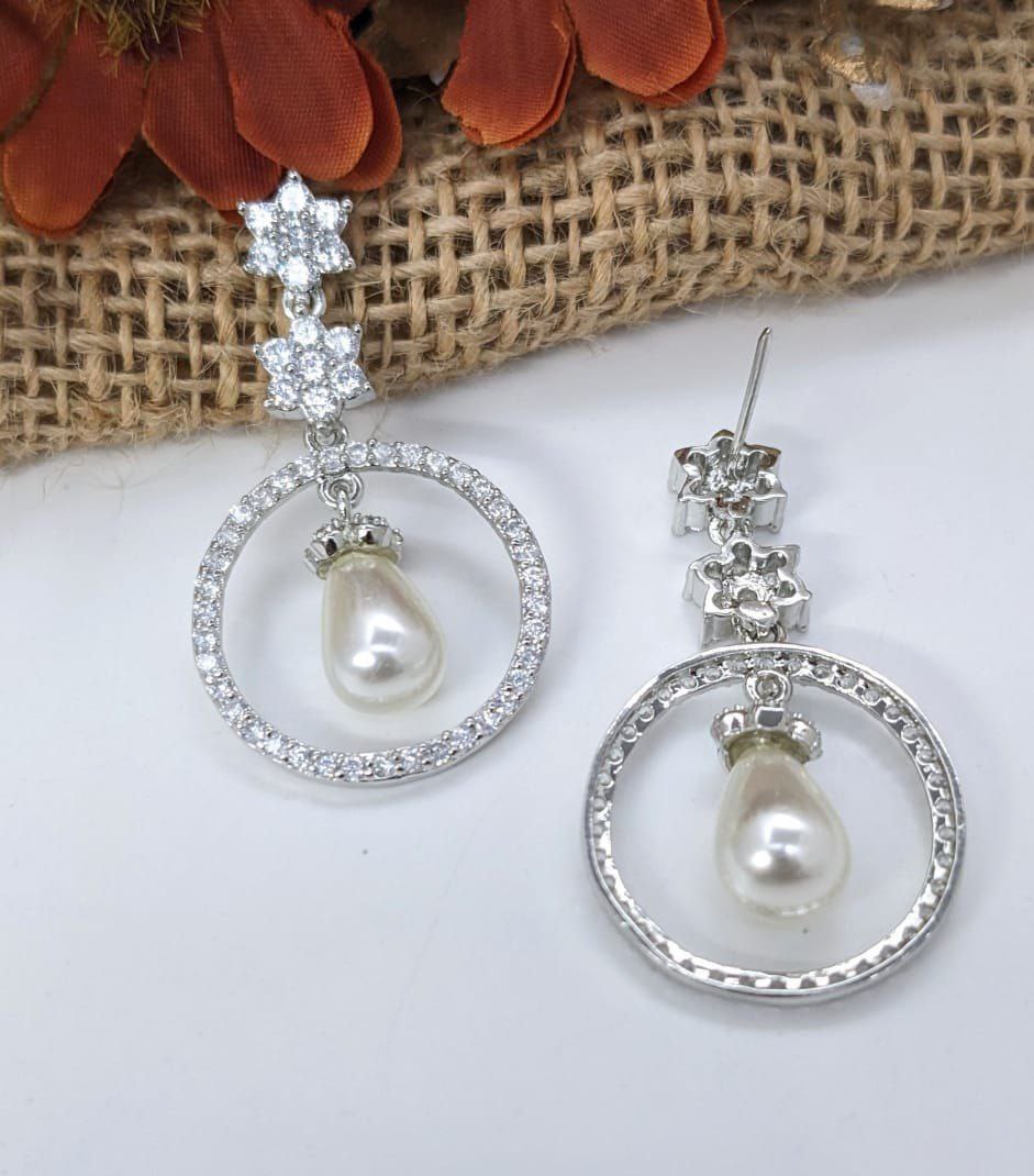 Glistening AD with pearl Earrings