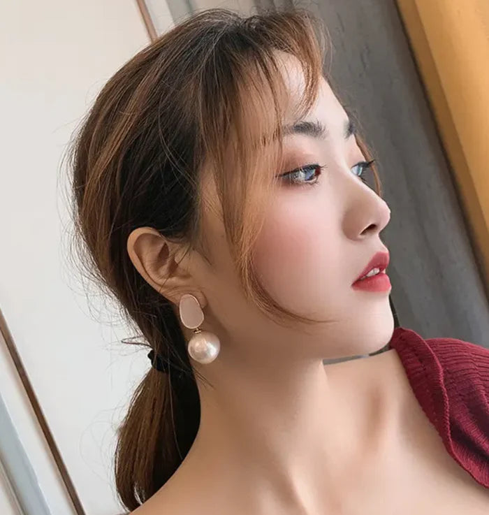 Pink Pearl Ball Drop Earrings