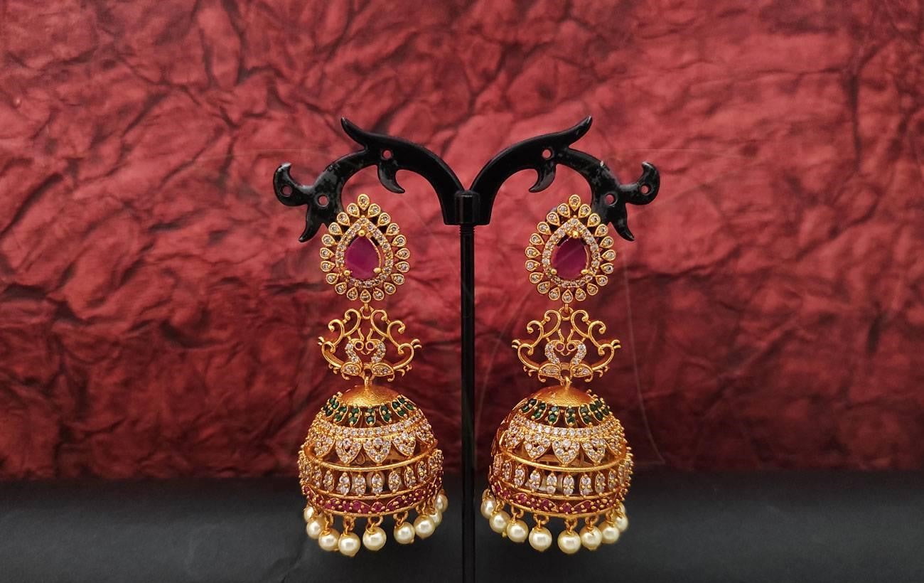 Antique Multi colored stone jhumka - INSTAR JEWELLERY