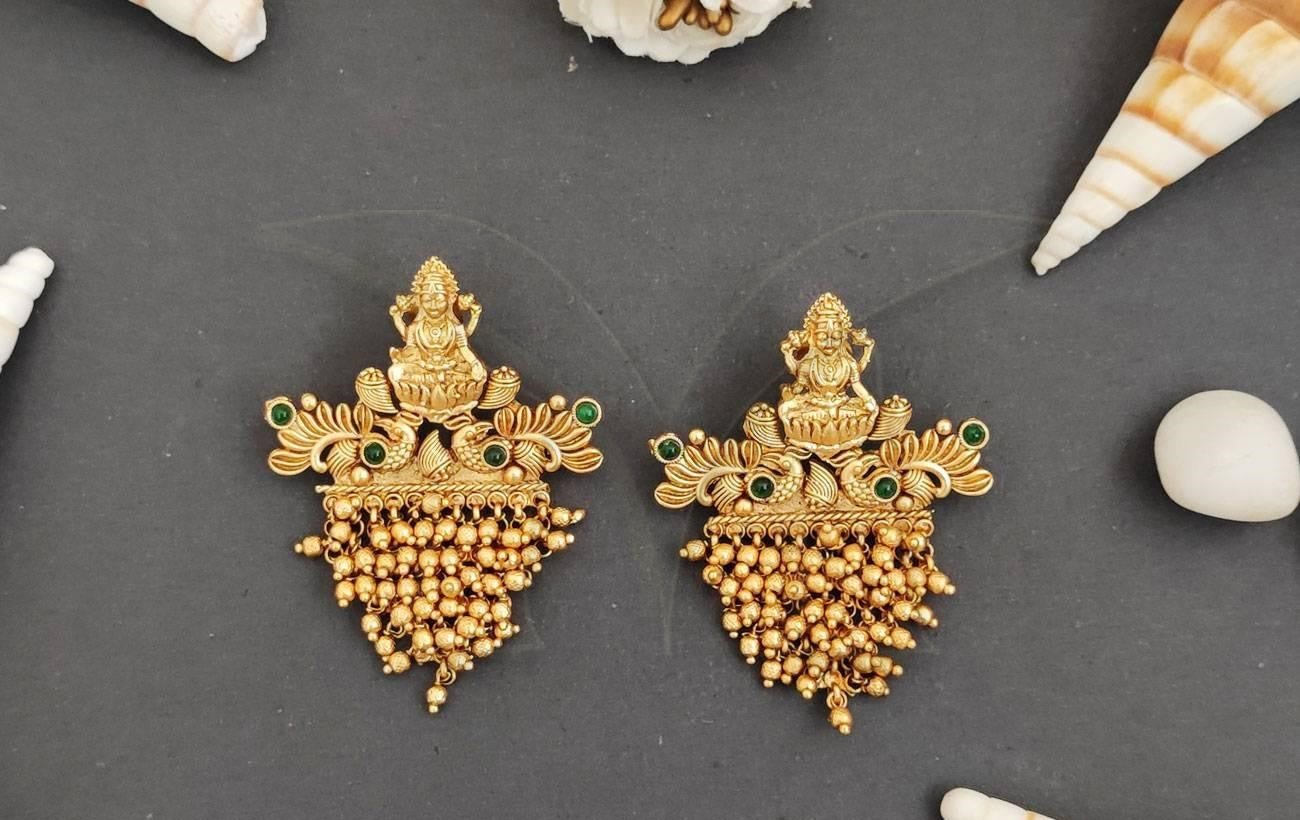 Antique Laxmi Green Earring - INSTAR JEWELLERY