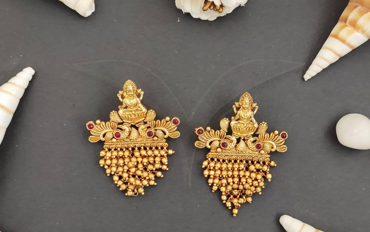 Antique Laxmi Ruby Stud - INSTAR JEWELLERY