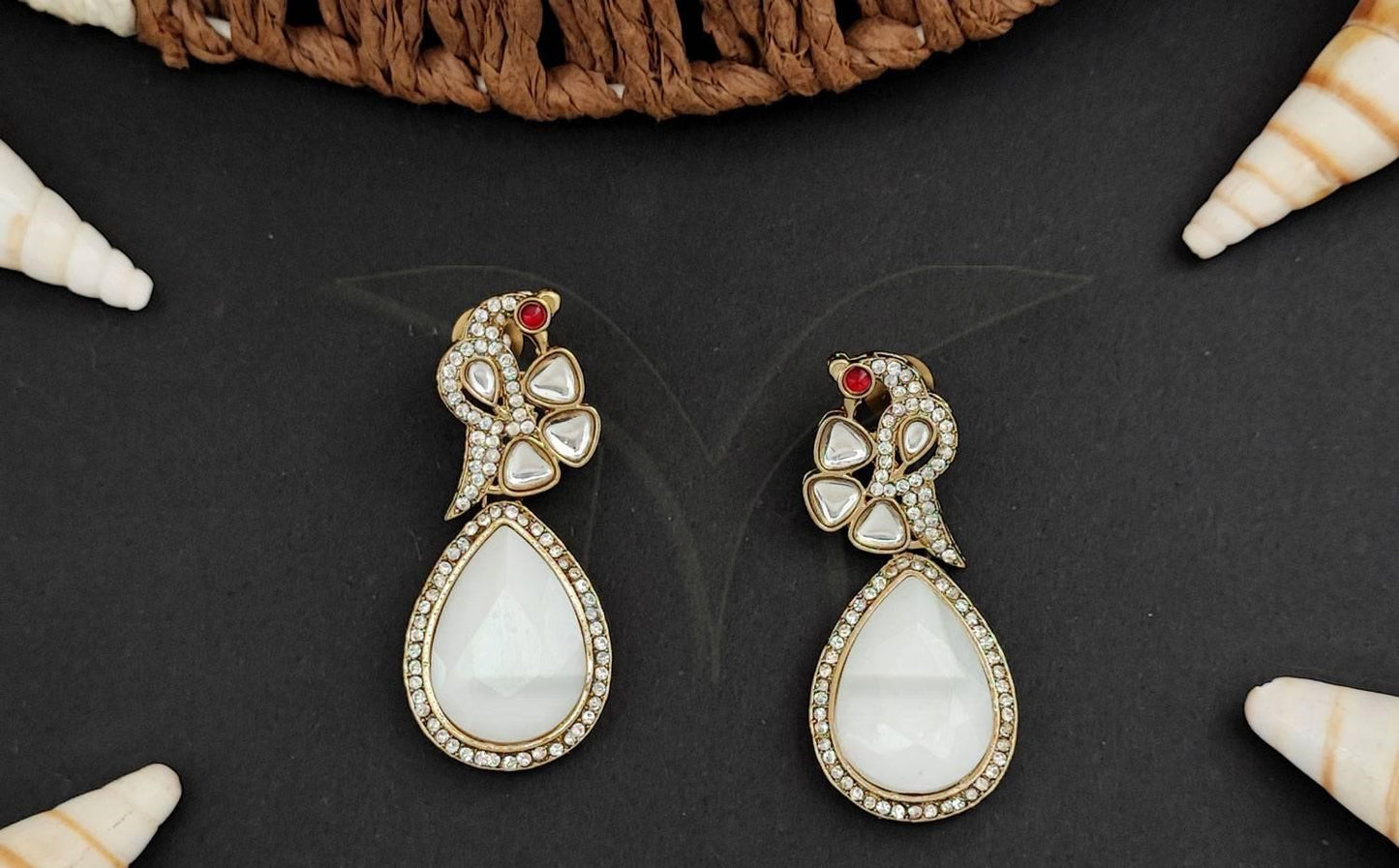 Elegant White Ethnic Earring - INSTAR JEWELLERY
