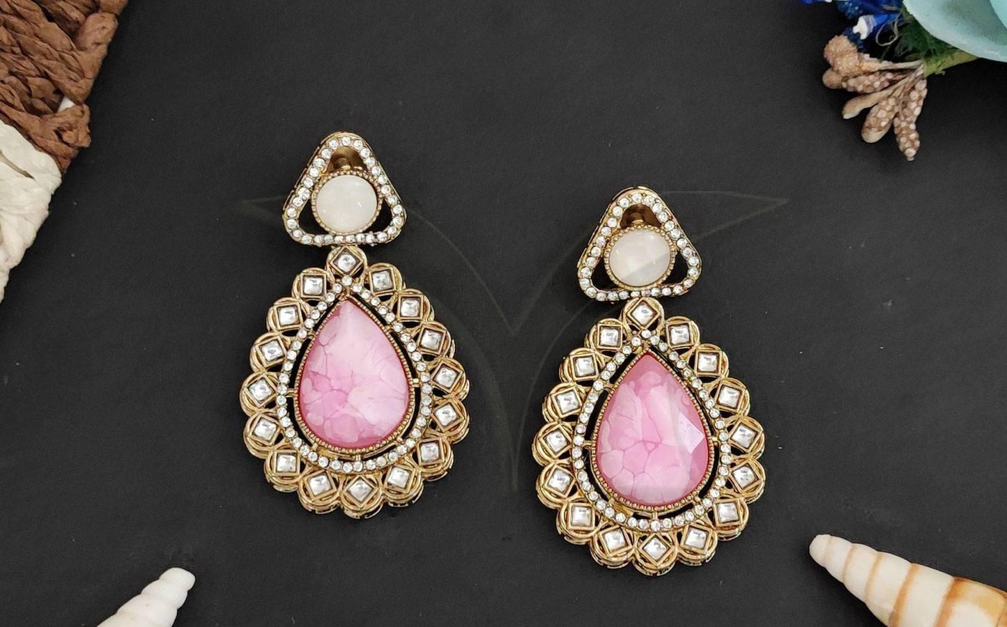 Elegant Pink Ethnic Earring - INSTAR JEWELLERY