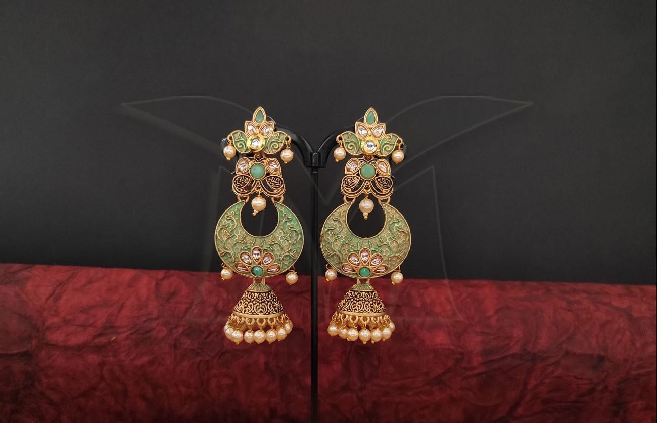 Neon Green Ethnic Earrings