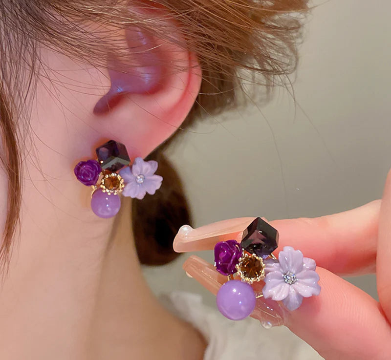 Lavender Flower Stud