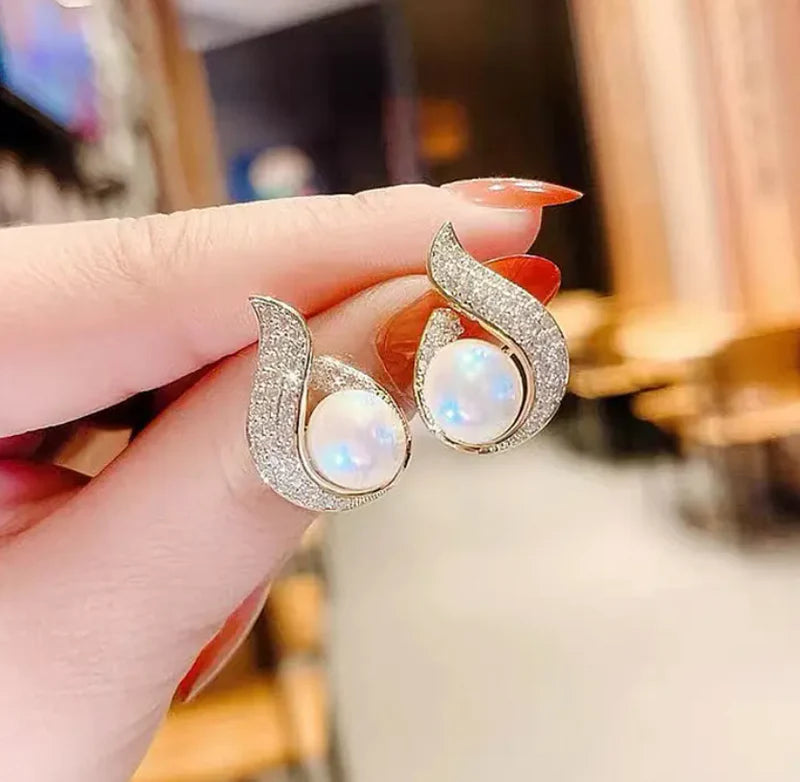 Pearl Zircon Earrings