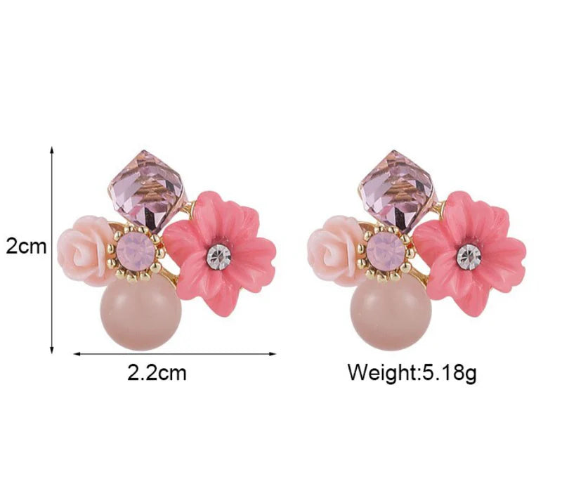 Pink Flower Stud Earring