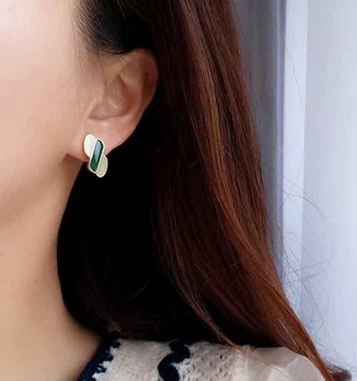Green white Grey Stud Earring
