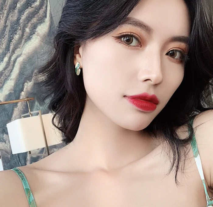 Green white Grey Stud Earring