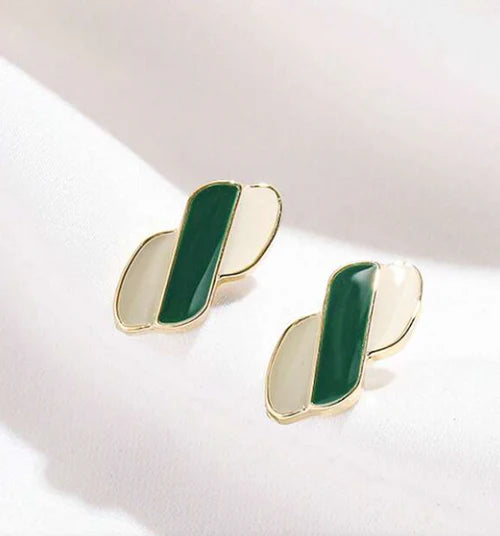 Green white Grey Stud Earring