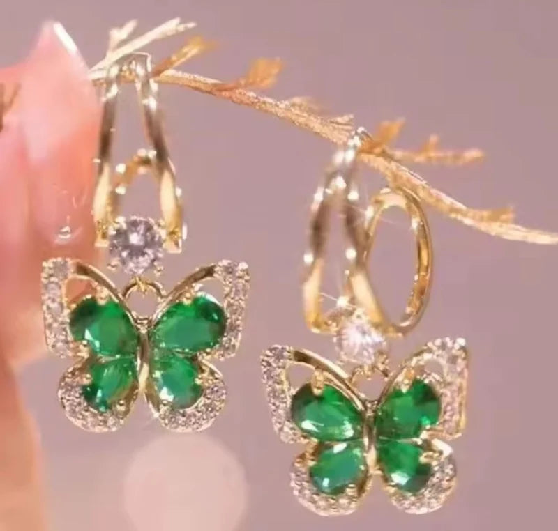 Butterfly Zircon Crystal Drop Earring