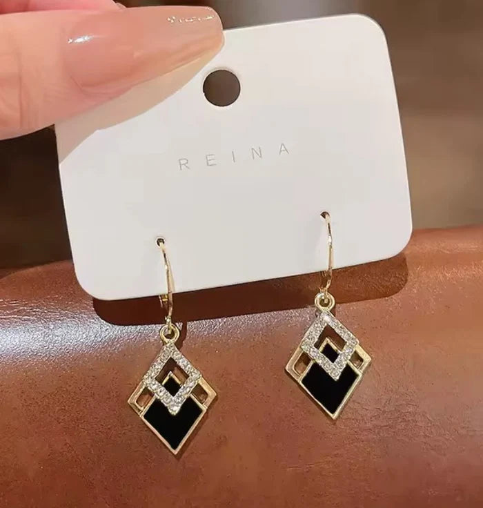 GEOMETRIC ZIRCON DROP EARRING