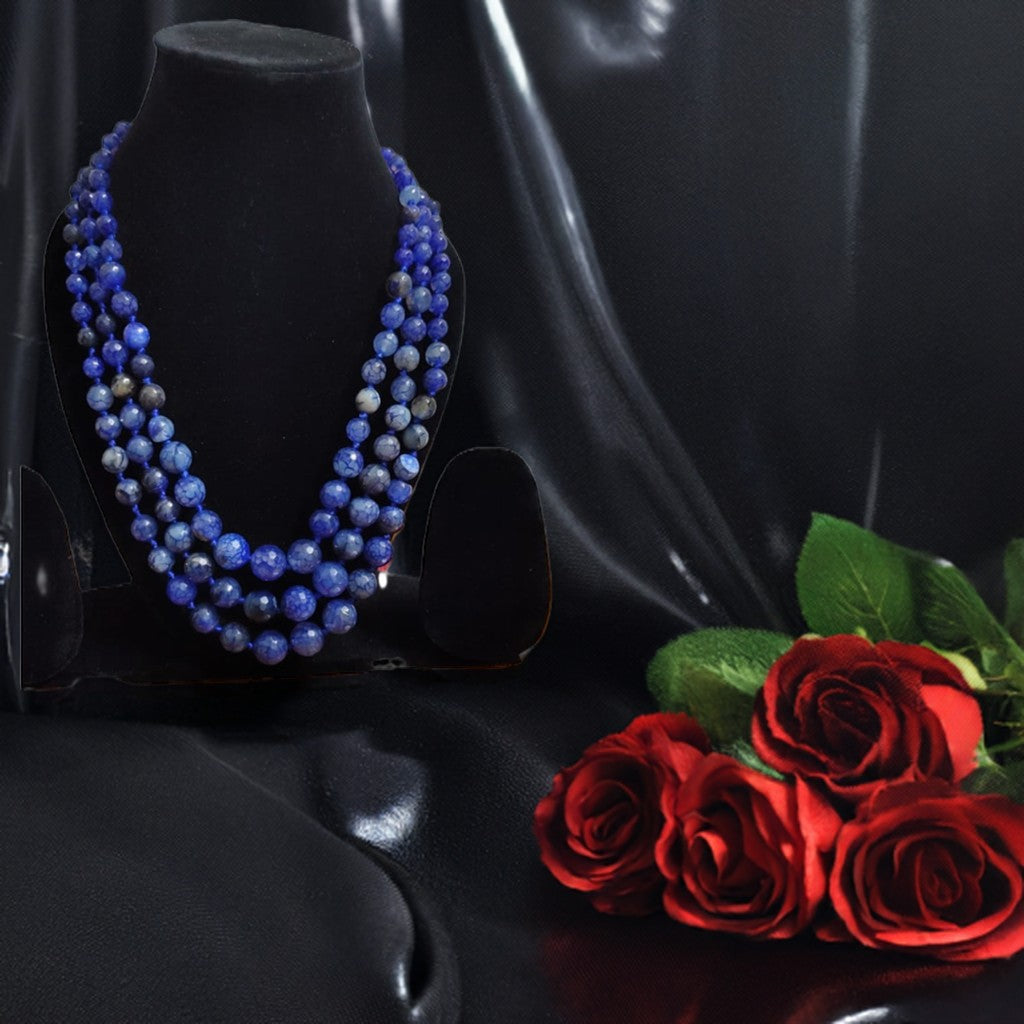 THREE LAYERED BLUE NECKLACE