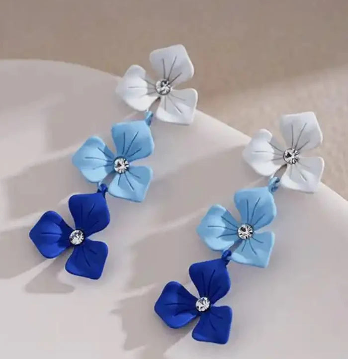 Crystal Flower Drop Earrings