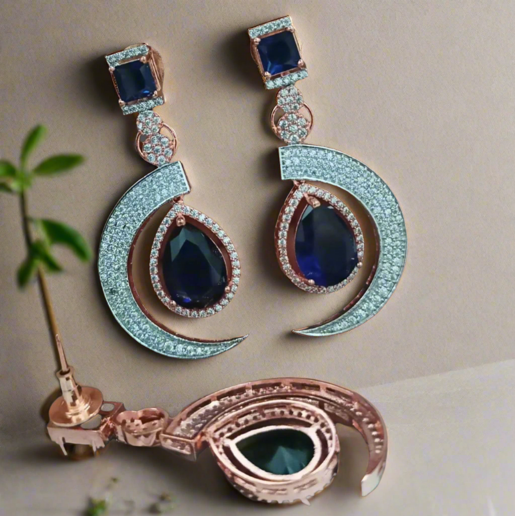 Blue AD Earrings - INSTAR JEWELLERY