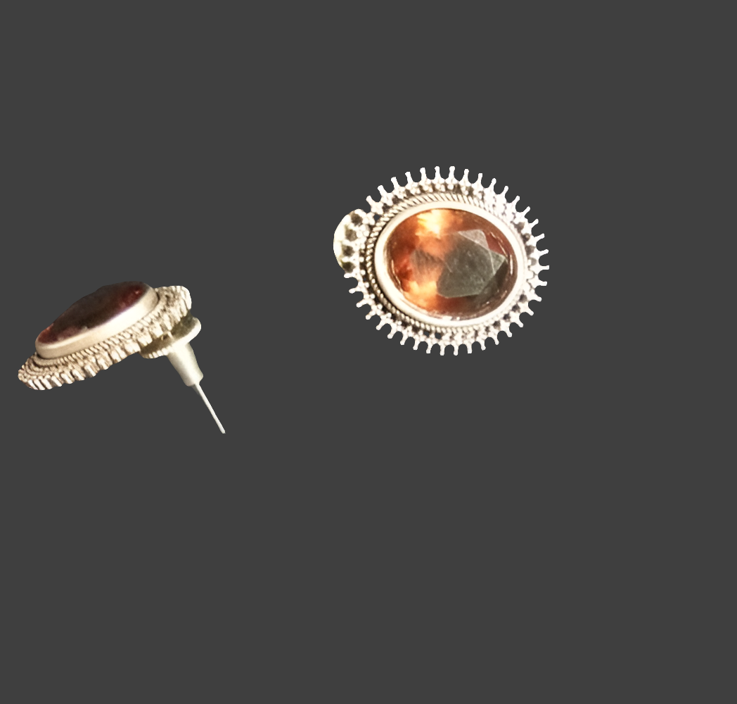 Brown Stone Oxidised Earrings