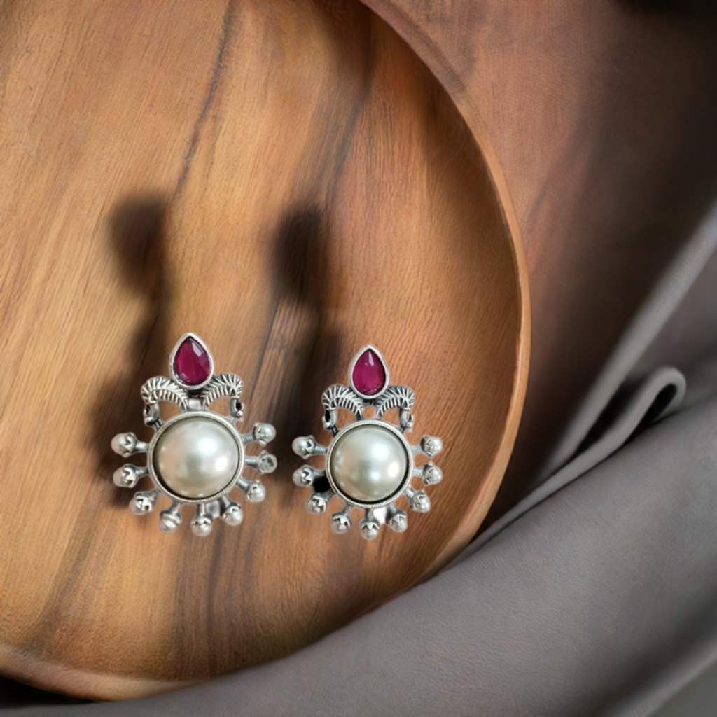 silver look Pearl Stud