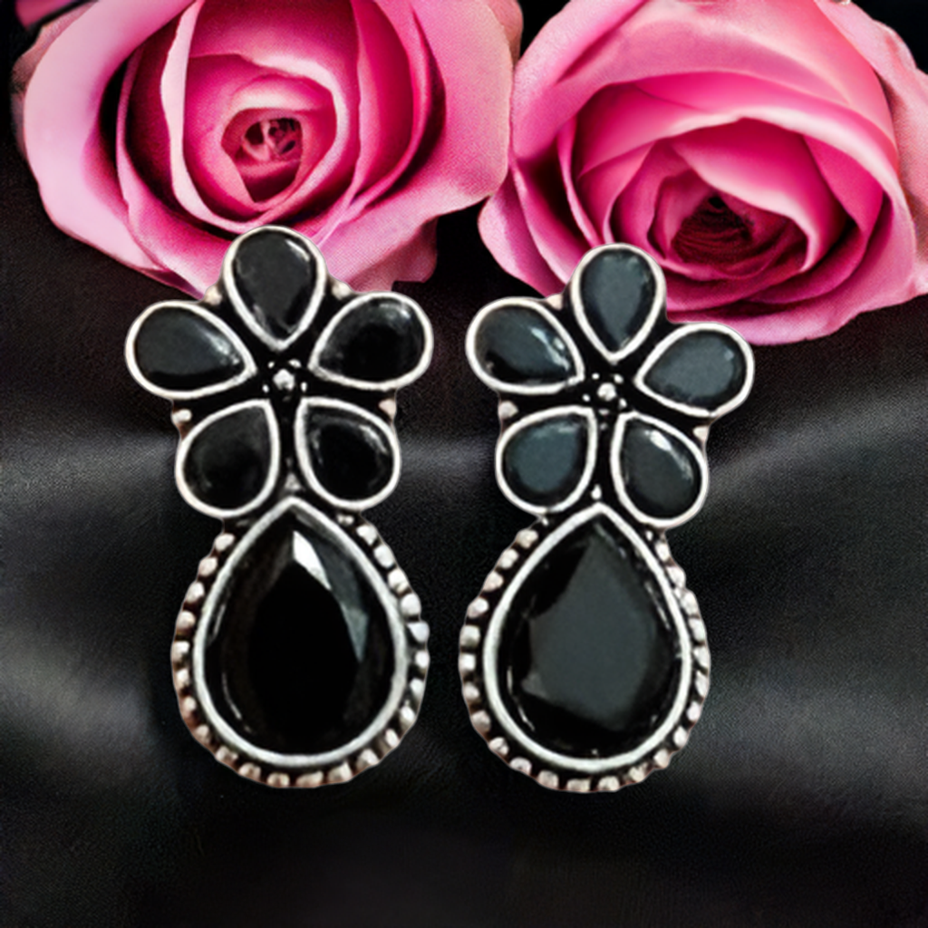 Lovely Black Oxidised Stud