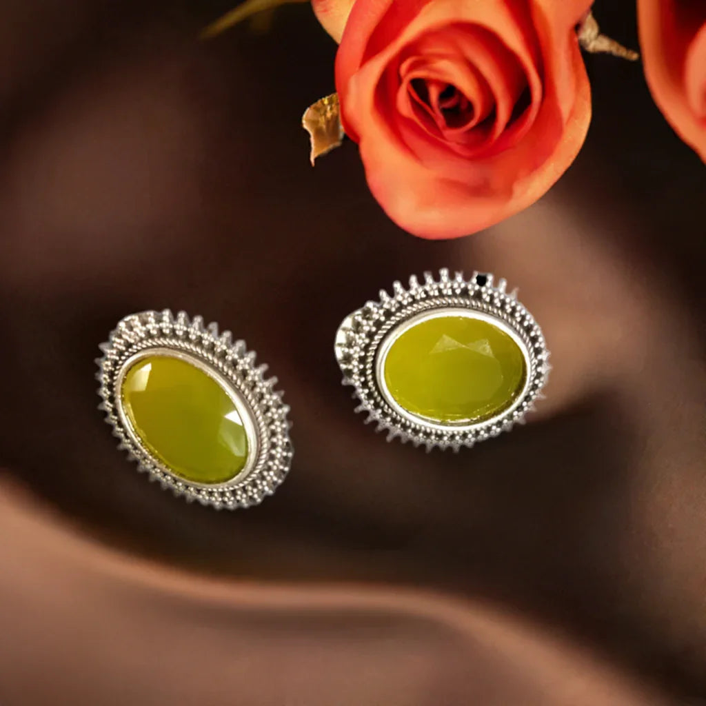 Green Oxidised Studs - INSTAR JEWELLERY