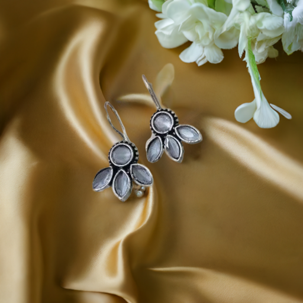 German Silver Grey Stone Dangle