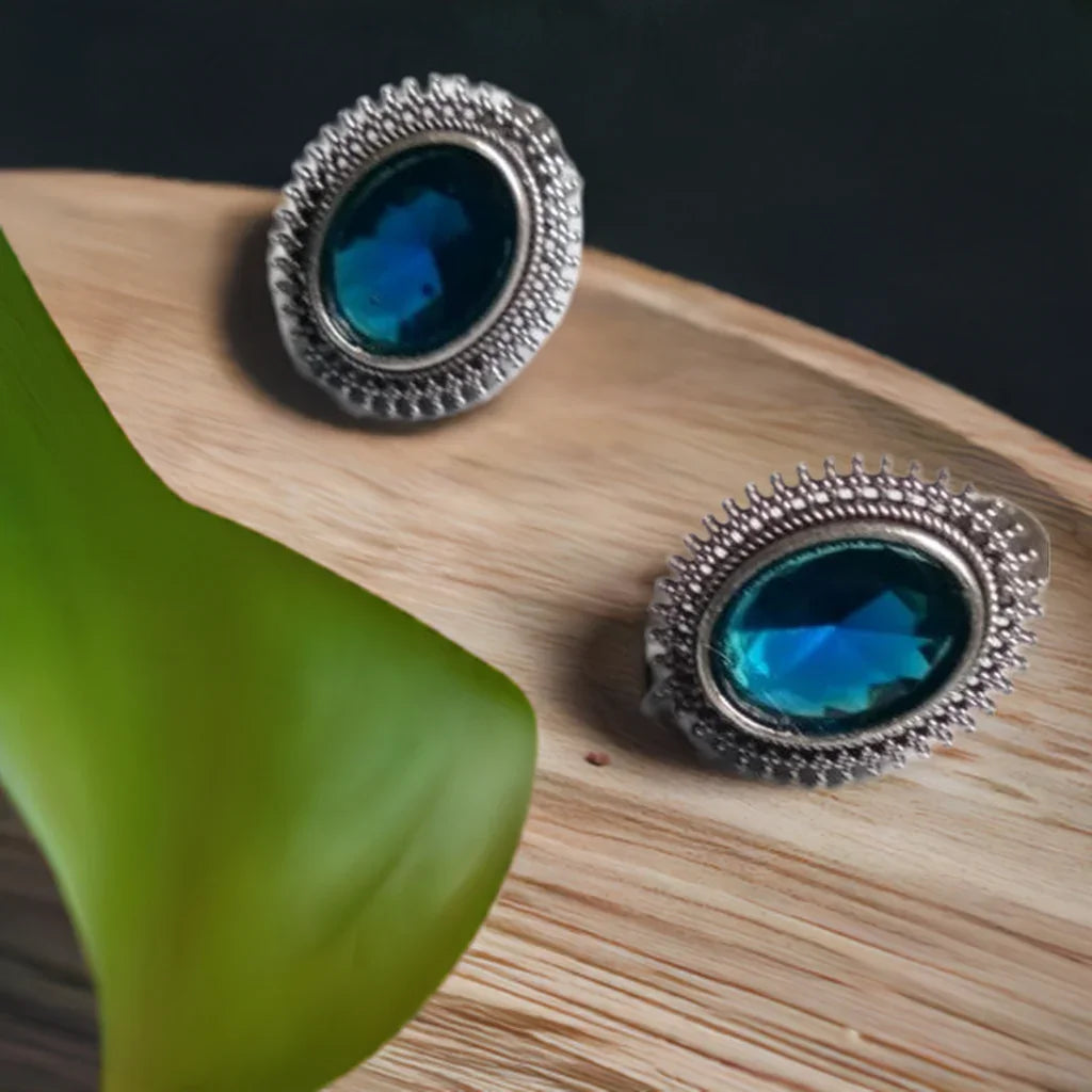 ocean Blue Oxidised Earring - INSTAR JEWELLERY