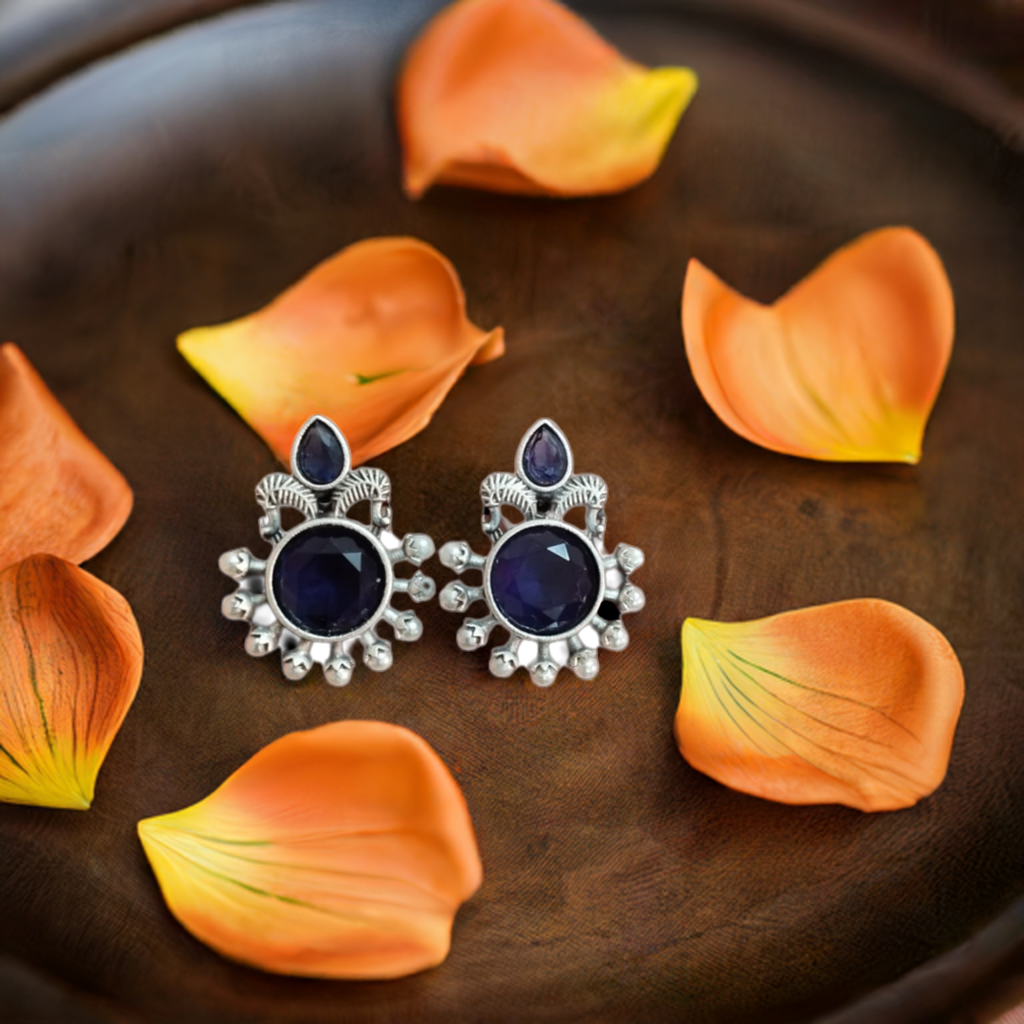 silver Look Blue Earring