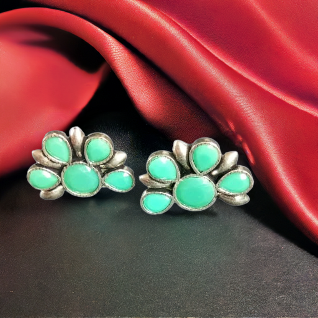 Green Oxidised Studs