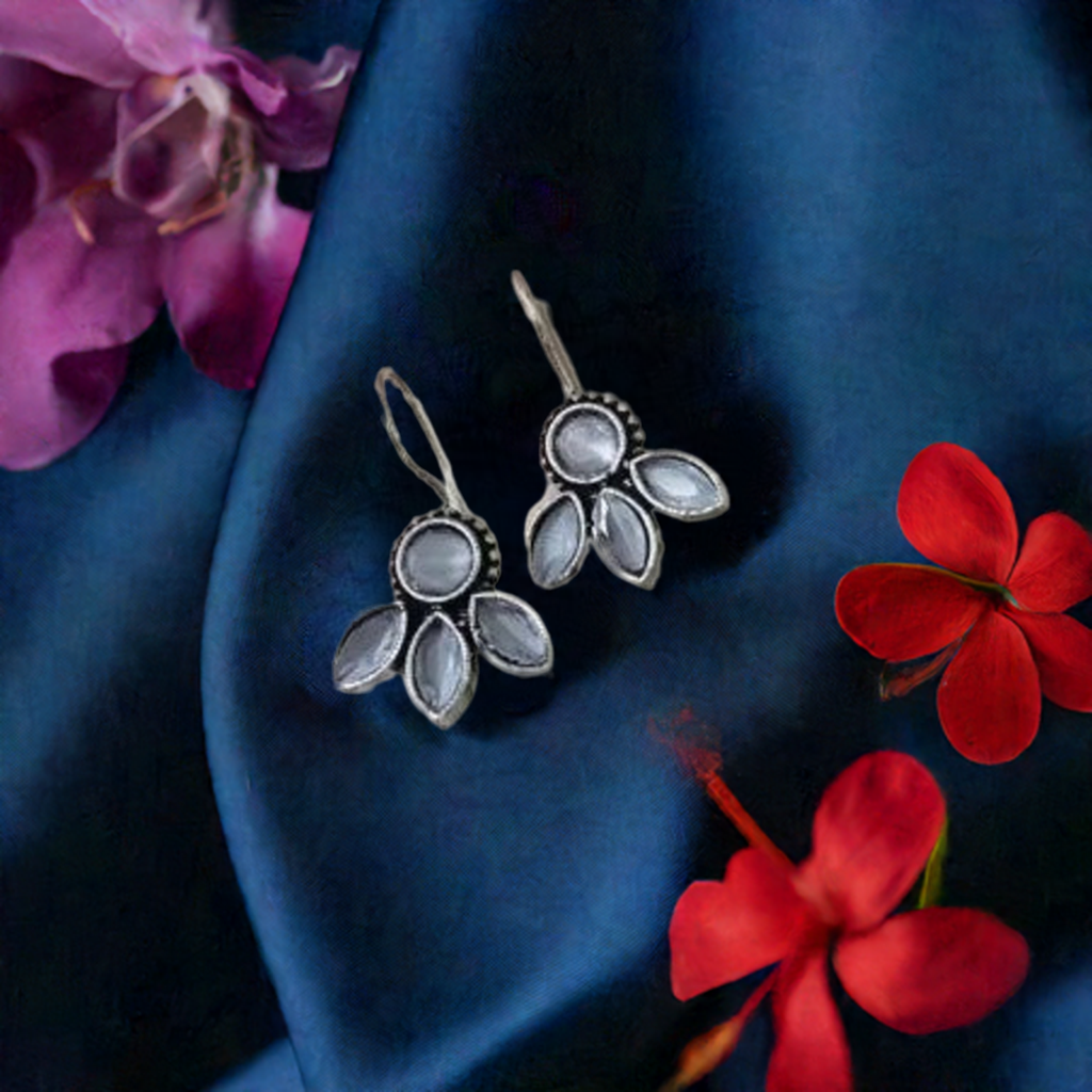 German Silver Grey Stone Dangle