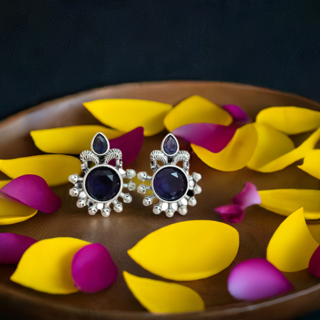 silver Look Blue Earring