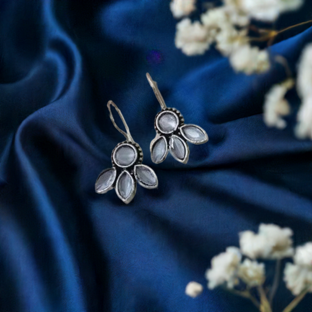 German Silver Grey Stone Dangle