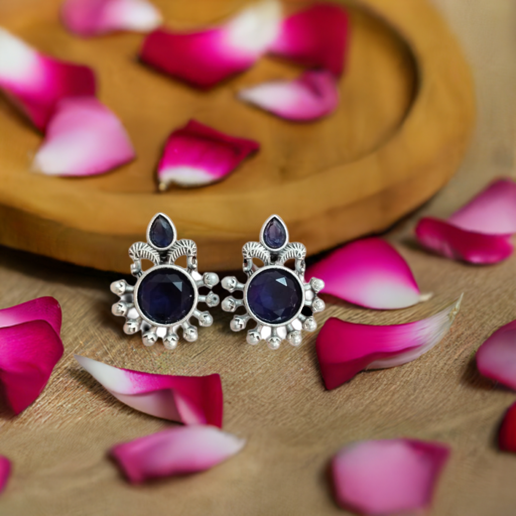 silver Look Blue Earring