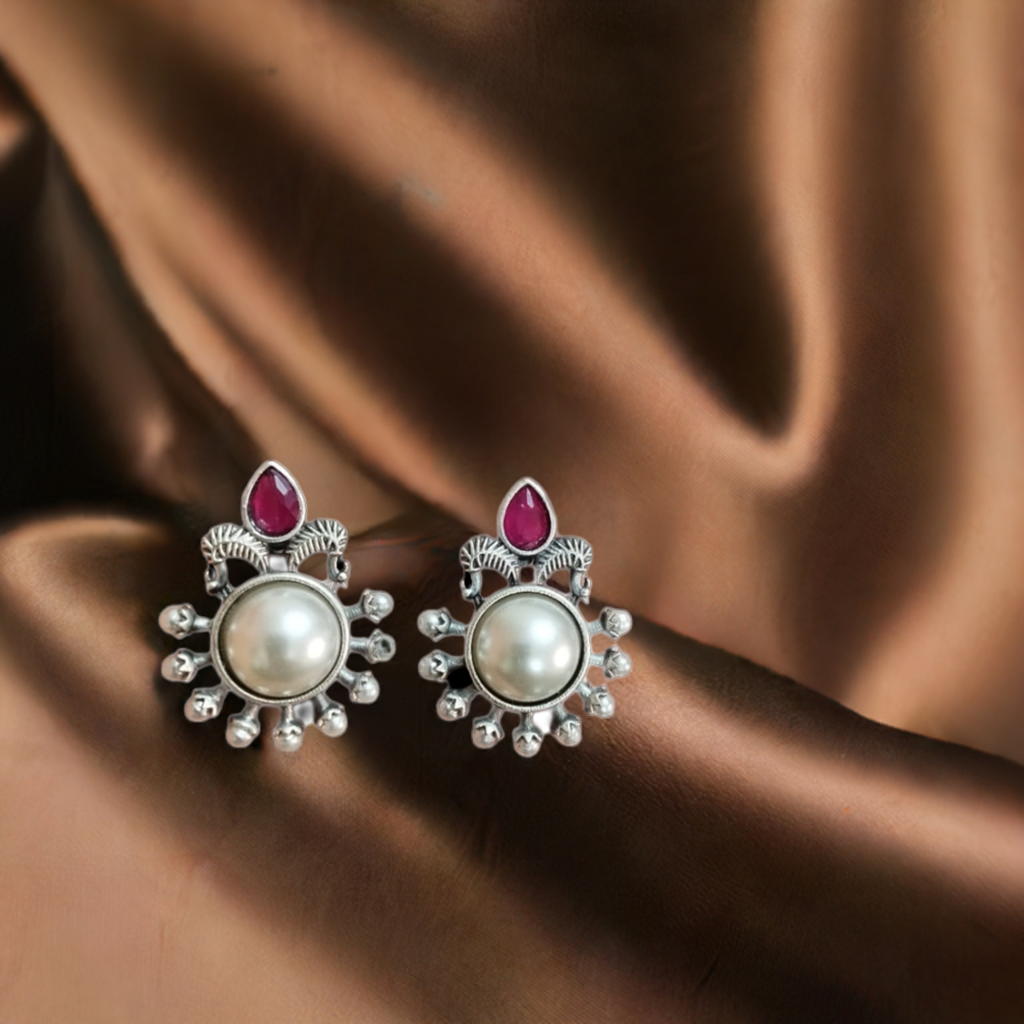 silver look Pearl Stud