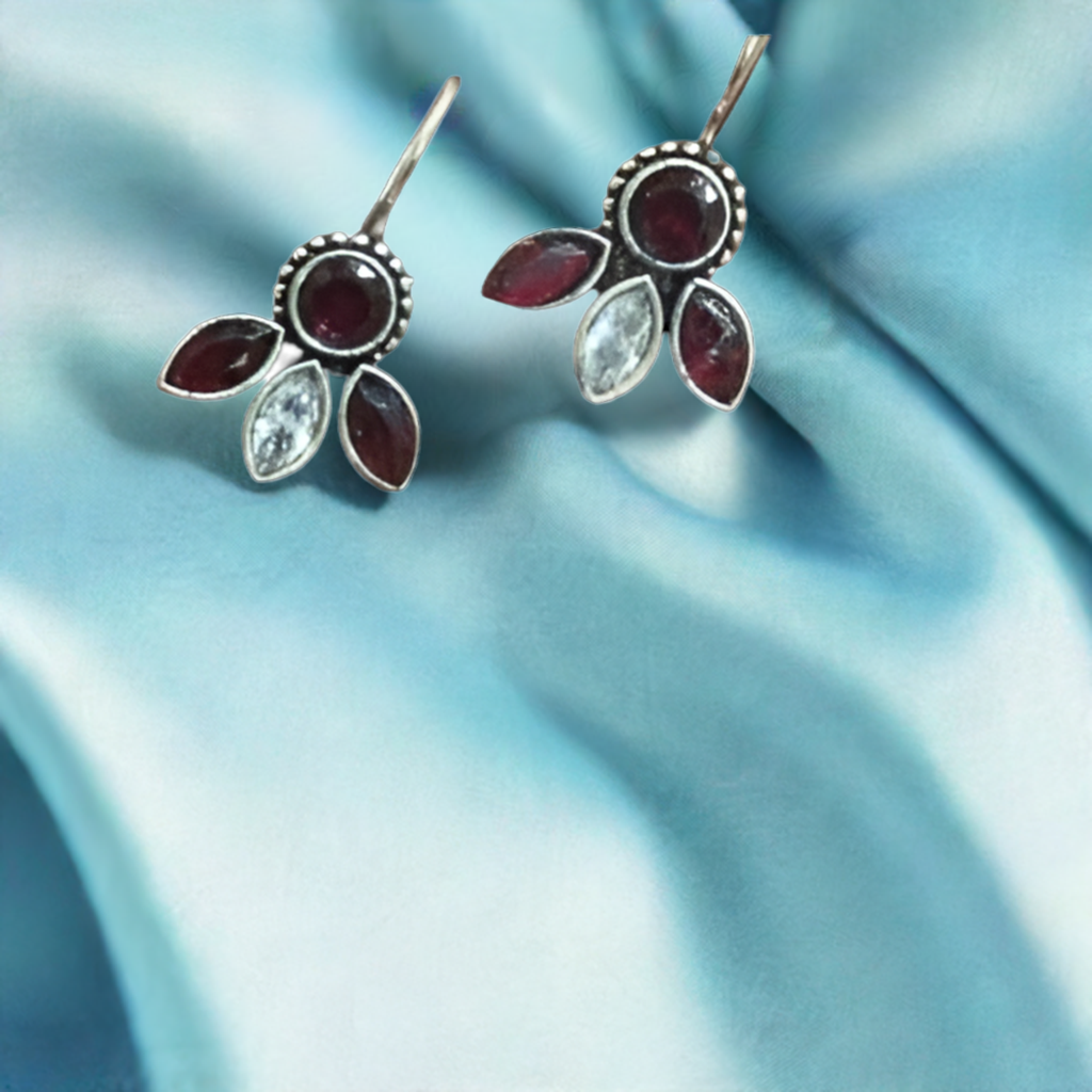 German Silver Red Stud
