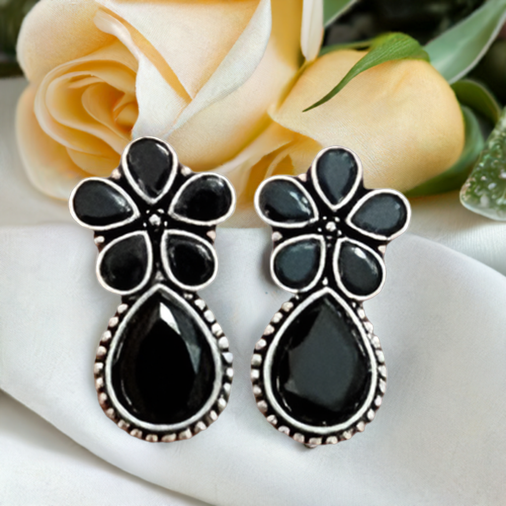 Lovely Black Oxidised Stud