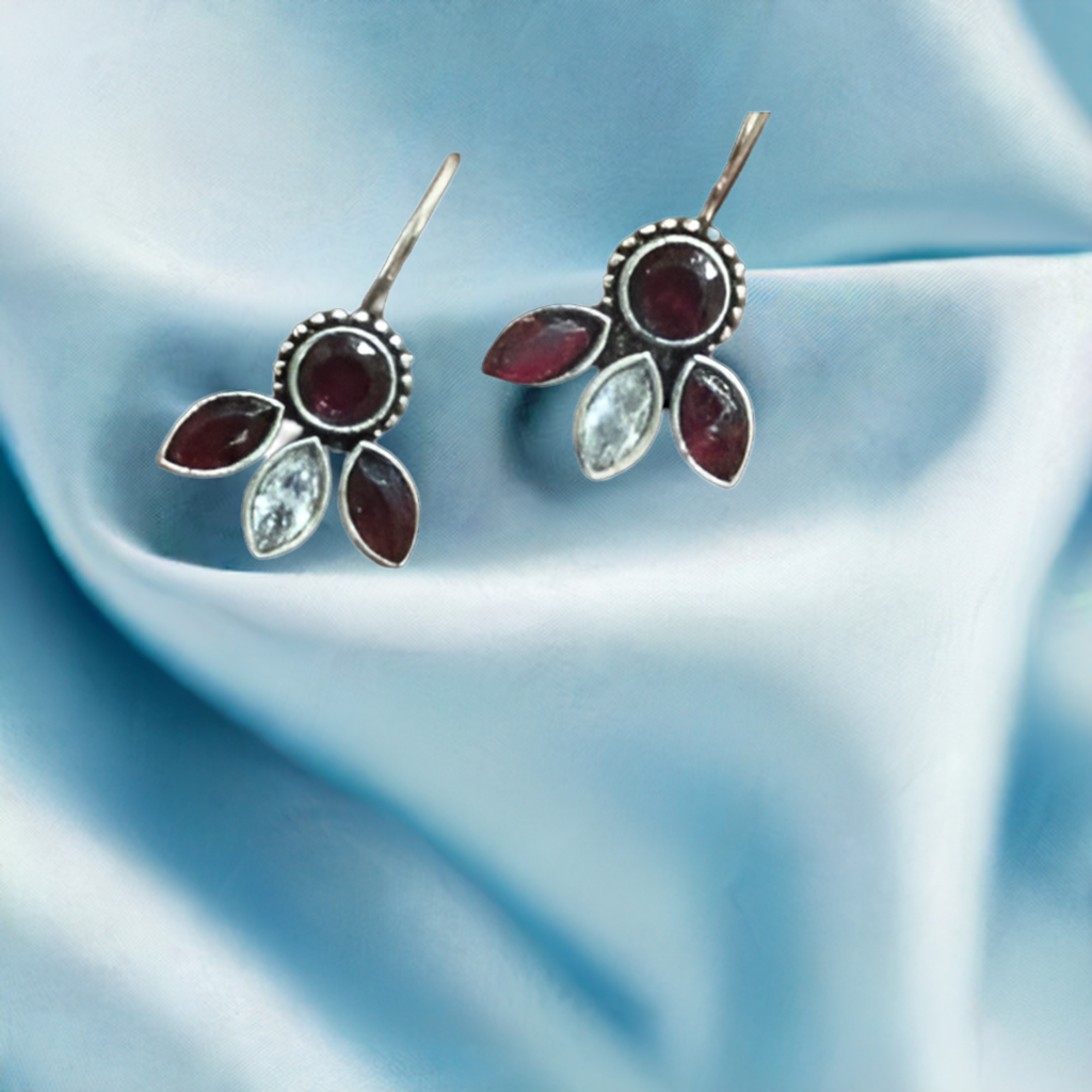 German Silver Red Stud