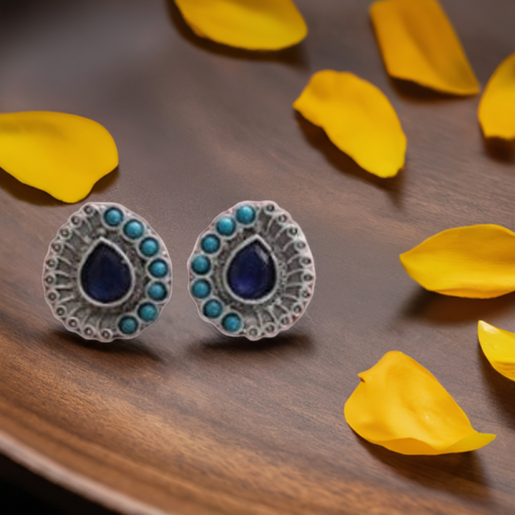 Silver Tone Oxidised Earring