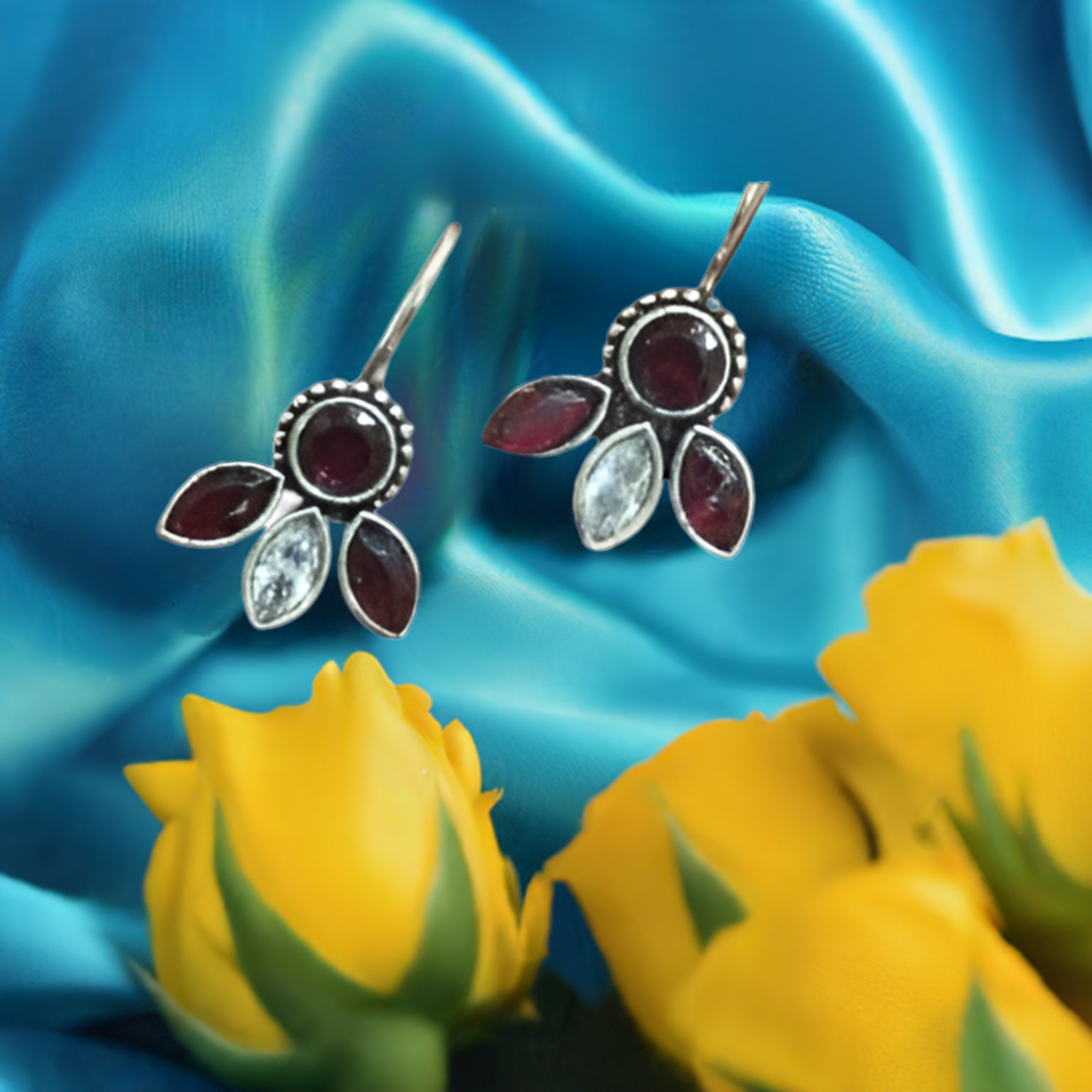 German Silver Red Stud