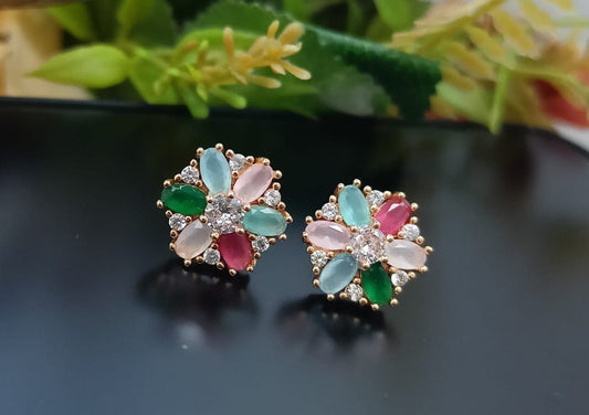 Multi Coloured AD Earrings