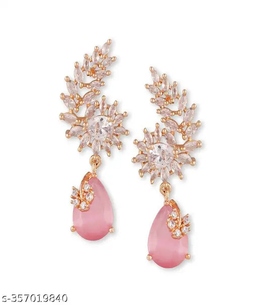 Floral Design Pink AD Earring