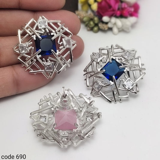 Silver tone Blue AD Earring