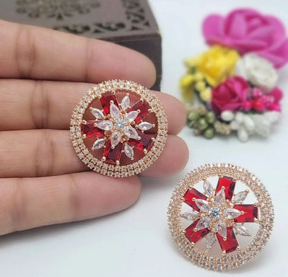 Stunning Red AD Stud - INSTAR JEWELLERY