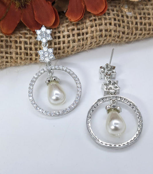 Glistening AD with pearl Earrings