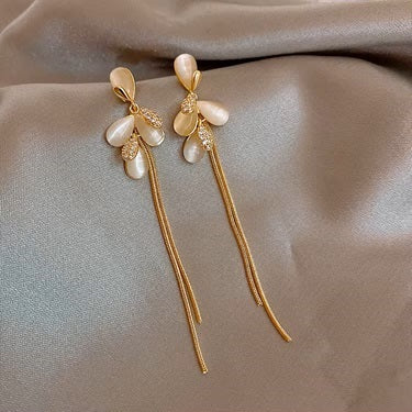 Drop Chain  Opal Earrings